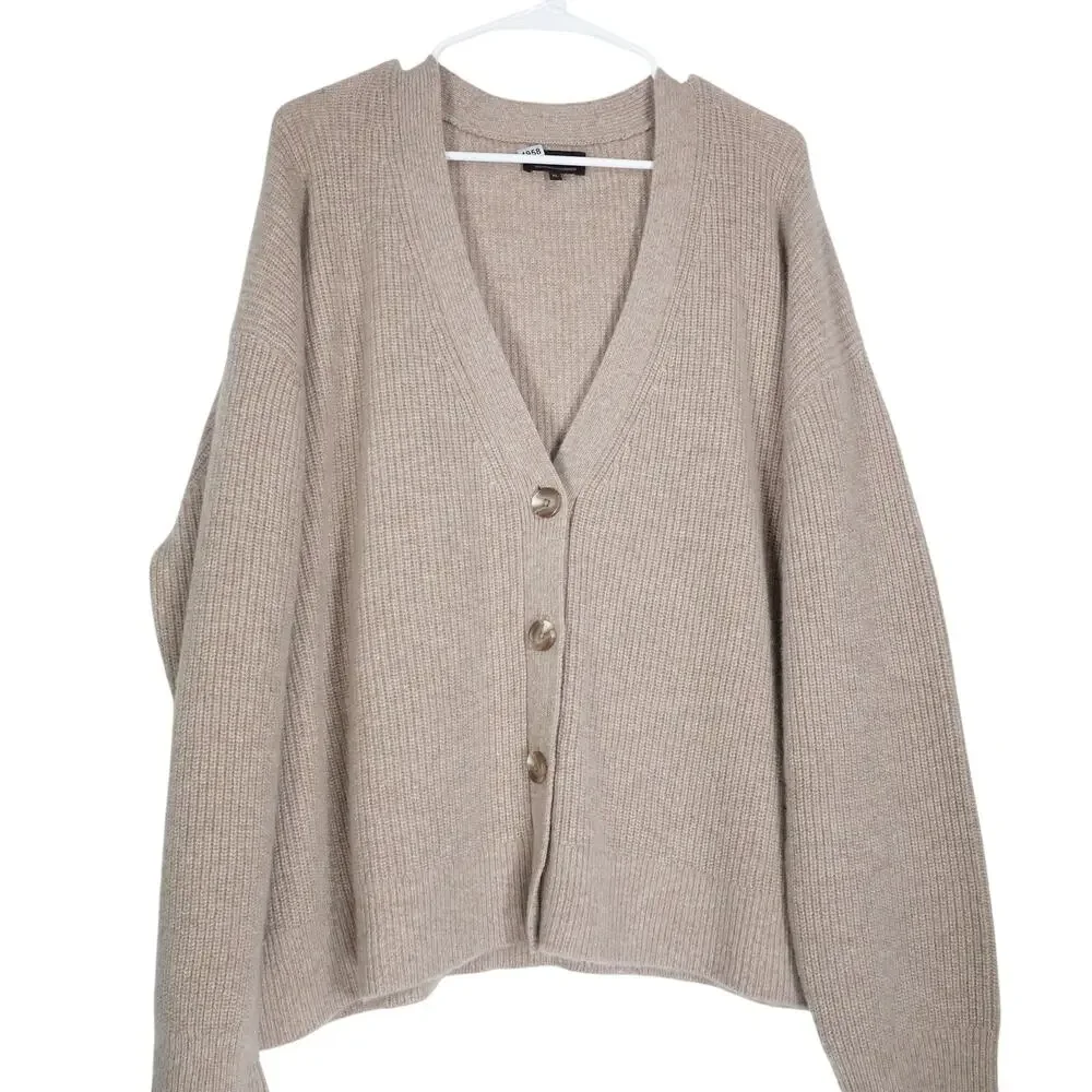 GUC Repaired Quince XL Oatmeal Mongolian Cashmere Fisherman Cropped Cardigan - Picture 3 of 12